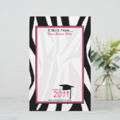 Zebra Print & Roze Afstuderen Stationery - 2011 Briefpapier (Staand voorkant)