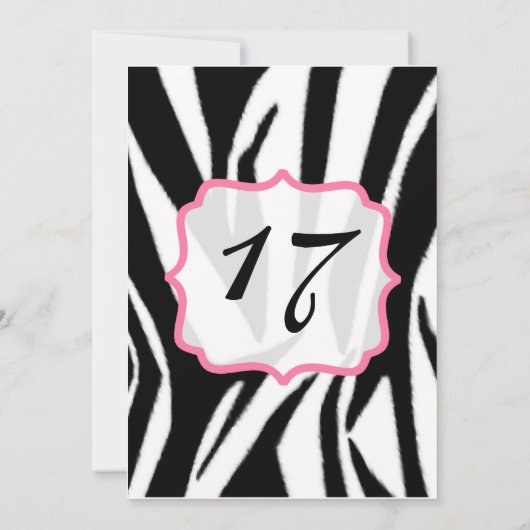 Zebra Print & Roze Birthday Party nodigt uit Kaart (Achterkant)