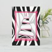 Zebra Print & Roze Birthday Party nodigt uit Kaart (Staand voorkant)