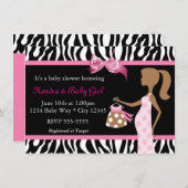 Zebra Print & Roze Bow Mod Moeder Baby Meisje Douc Kaart (Voorkant / Achterkant)