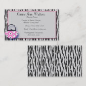 Zebra Print & Roze handtas Mode Visitekaartje (Voorkant / Achterkant)