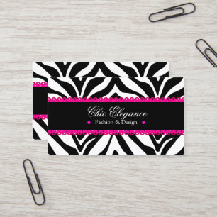 Zebra Print & Roze kant Elegant Visitekaartje