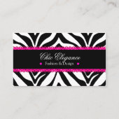 Zebra Print & Roze kant Elegant Visitekaartje (Voorkant)