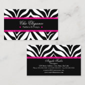 Zebra Print & Roze kant Elegant Visitekaartje (Voorkant / Achterkant)