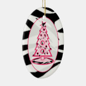 Zebra Print & Roze kerstboomversiering Keramisch Ornament (Rechts)