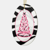 Zebra Print & Roze kerstboomversiering Keramisch Ornament (Links)