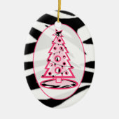 Zebra Print & Roze kerstboomversiering Keramisch Ornament (Voorkant)