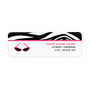 Zebra Print & Roze Retro Zonnebril Etiket