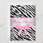 Zebra Print Roze strik Baby shower Uitnodiging (Voorkant)