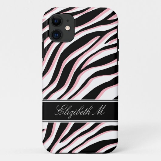 Zebra Print roze zwart & witte iPhone 5 Hoesje (Achterkant)