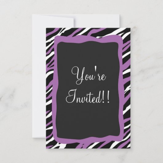Zebra Print RSVP-kaart - Paars Kaart (Voorkant)