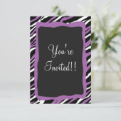 Zebra Print RSVP-kaart - Paars Kaart (Staand voorkant)