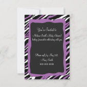 Zebra Print RSVP-kaart - Paars Kaart (Achterkant)