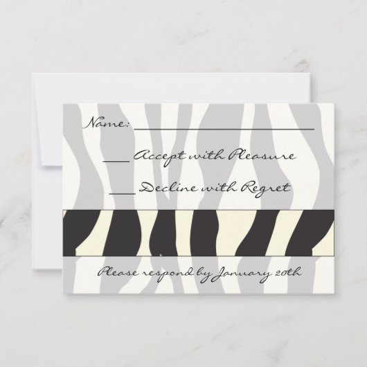 Zebra Print RSVP Kaartje (Voorkant)