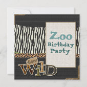 Zebra print Safari Zoo Verjaardagsfeestje Uitnodig Kaart (Voorkant)