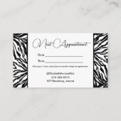 Zebra Print Salon Hair Stylist Make-up Afsprakenkaartje (Achterkant)