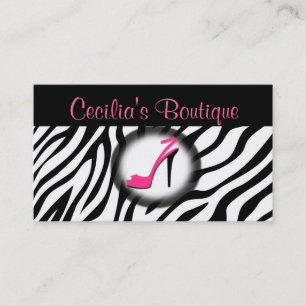 Zebra Print Shoe Boutique Visitekaartje Roze