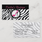 Zebra Print Shoe Boutique Visitekaartje Roze (Voorkant / Achterkant)