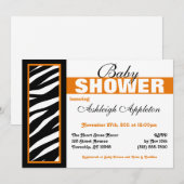 Zebra Print Side Oranje Baby Shower Invitaties Kaart (Voorkant / Achterkant)