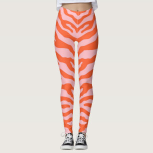 Zebra Print Sinaasappel en Roze Leggings