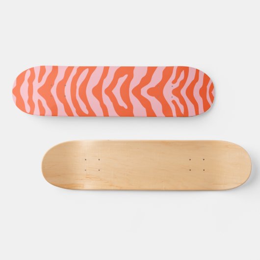 Zebra Print Sinaasappel en Roze Persoonlijk Skateboard (Horizontaal)