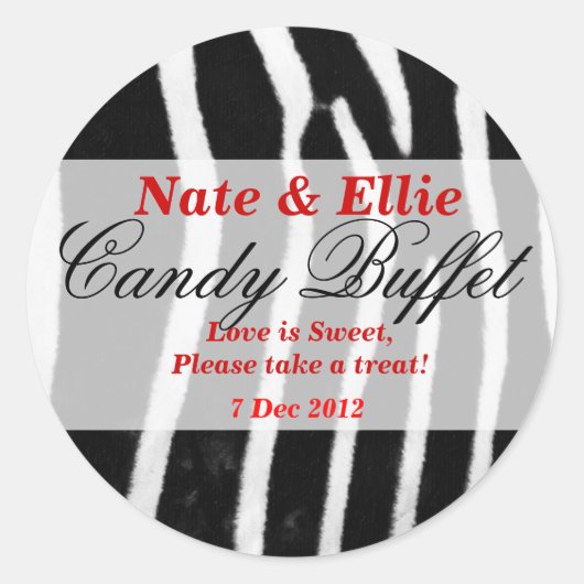 Zebra print Snoep Buffet Sticker (Voorkant)