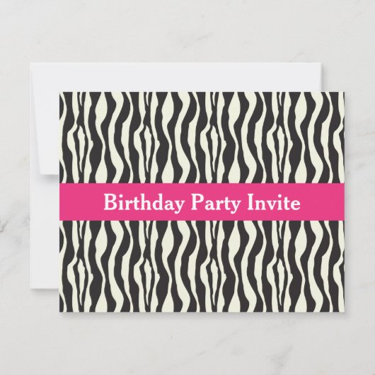 Zebra Print Spa Birthday Party Invitation Kaart (Achterkant)