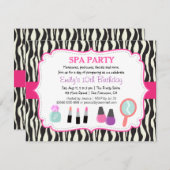Zebra Print Spa Birthday Party Invitation Kaart (Voorkant / Achterkant)