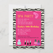 Zebra Print, Spa Party, voor meisjes Kaart (Voorkant)