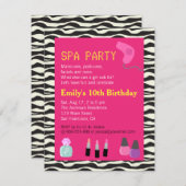 Zebra Print, Spa Party, voor meisjes Kaart (Voorkant / Achterkant)