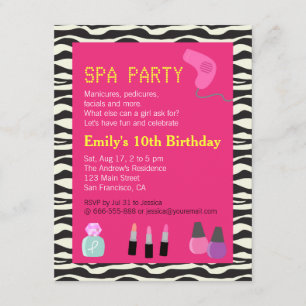 Zebra Print, Spa Party, voor meisjes Kaart