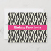 Zebra Print Spa Verjaardagsfeest Uitnodiging (Achterkant)