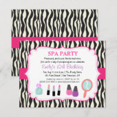 Zebra Print Spa Verjaardagsfeest Uitnodiging (Voorkant / Achterkant)
