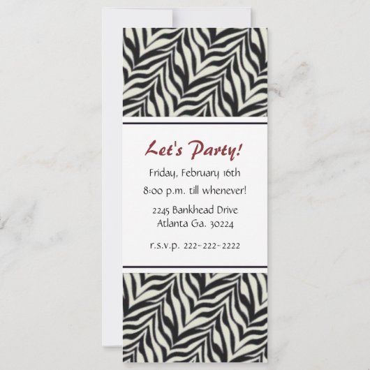 Zebra Print Star Birthday Party Invitation Kaart (Achterkant)