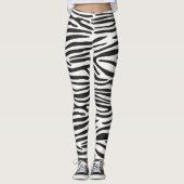 Zebra Print Stripes Black White Animal Leggings (Voorkant)