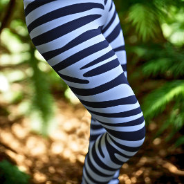 Zebra Print Stripes Black White Animal Leggings