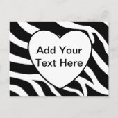 Zebra Print Stripes White Heart Briefkaart (Voorkant)