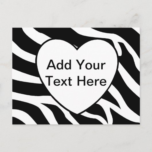 Zebra Print Stripes White Heart Briefkaart (Voorkant)
