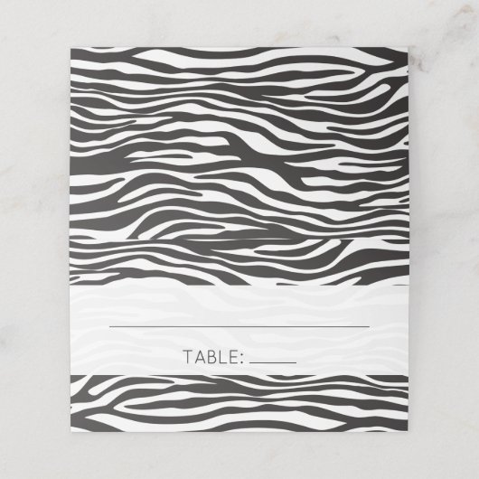 Zebra Print, Stripes, zwart en wit, bruiloft Plaatskaartje (Buitenkant ongevouwen)
