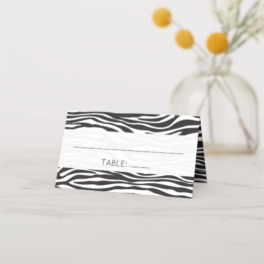 Zebra Print, Stripes, zwart en wit, bruiloft Plaatskaartje (Voorkant)