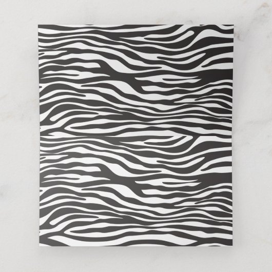 Zebra Print, Stripes, zwart en wit, bruiloft Plaatskaartje (Binnenkant ongevouwen)