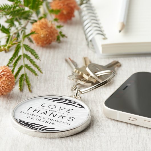 Zebra Print, Stripes, zwart en wit, bruiloft Sleutelhanger (Zijkant)