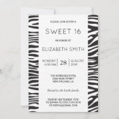Zebra Print, Stripes, zwart en wit, zoet 16 Kaart (Voorkant)
