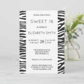 Zebra Print, Stripes, zwart en wit, zoet 16 Kaart (Staand voorkant)