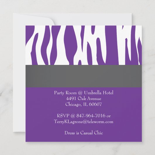 Zebra Print Sweet 16 Birthday Party Invitation Kaart (Achterkant)