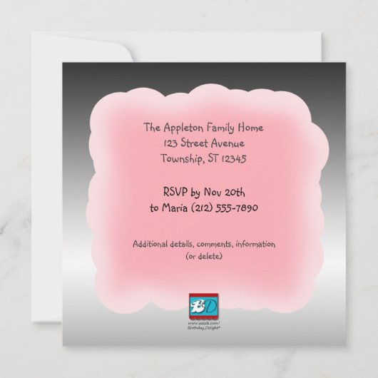 Zebra Print Teapot Tea Party Birthday Invitations Kaart (Achterkant)