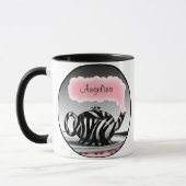 Zebra Print theepot roze gepersonaliseerde mok (Links)