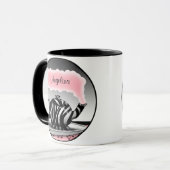 Zebra Print theepot roze gepersonaliseerde mok (Voorkant links)