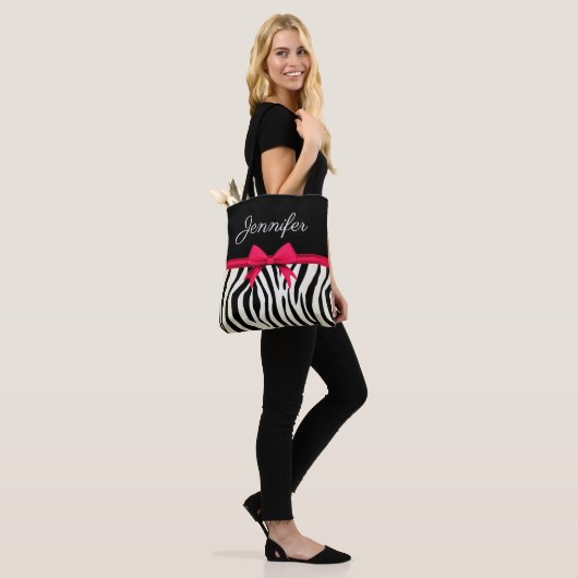 Zebra Print Tote Bag (Op model)