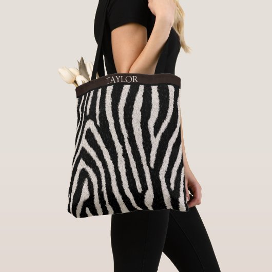 Zebra Print Tote Bag with Custom Name (Dichtbij)